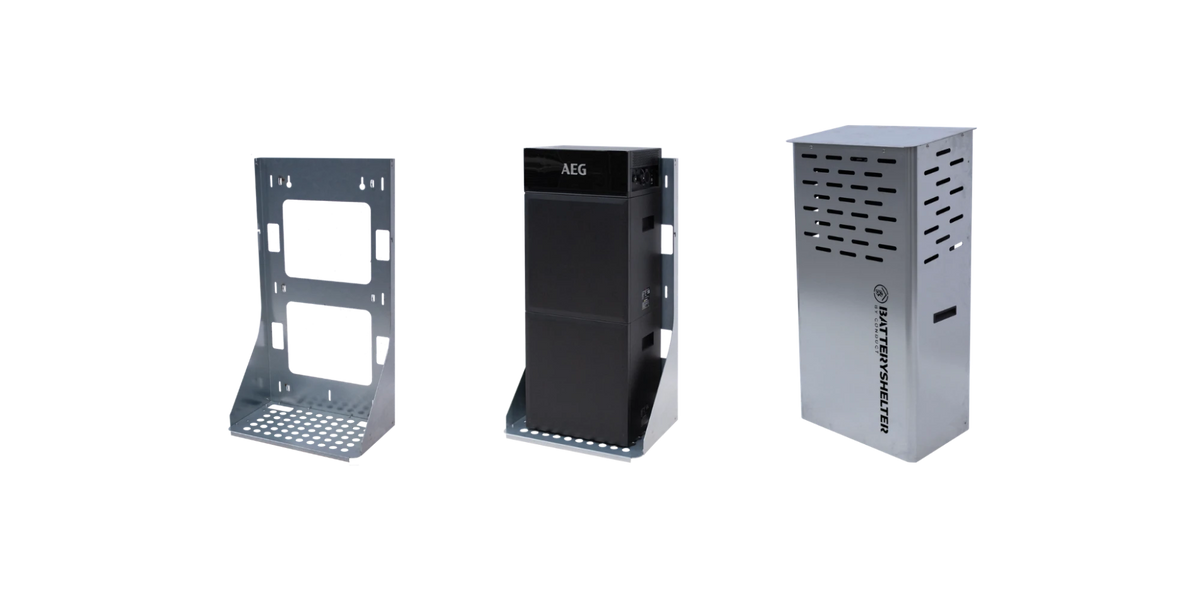 Opbouw: achterframe, batterij, gesloten Batteryshelter